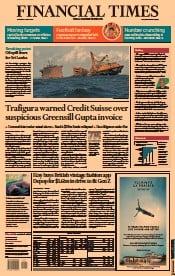 Financial Times () Newspaper Front Page for 3 June 2021