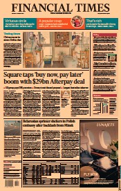 Financial Times () Newspaper Front Page for 3 August 2021