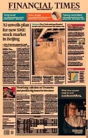 Financial Times () Newspaper Front Page for 3 September 2021