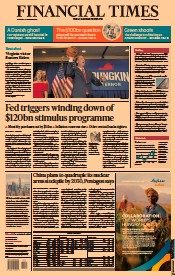 Financial Times () Newspaper Front Page for 4 November 2021