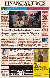 Financial Times () Newspaper Front Page for 4 November 2022