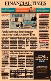 Financial Times () Newspaper Front Page for 4 January 2022