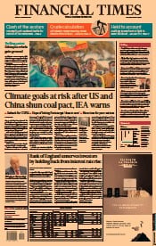 Financial Times () Newspaper Front Page for 5 November 2021