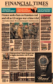 Financial Times () Newspaper Front Page for 5 April 2022