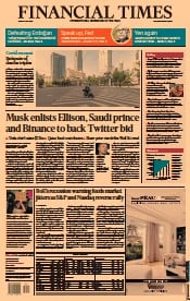 Financial Times () Newspaper Front Page for 6 May 2022