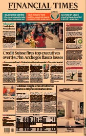 Financial Times () Newspaper Front Page for 7 April 2021