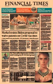 Financial Times () Newspaper Front Page for 7 May 2021