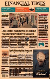 Financial Times () Newspaper Front Page for 7 July 2021