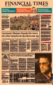 Financial Times () Newspaper Front Page for 7 September 2021