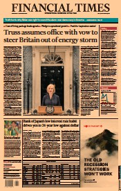 Financial Times () Newspaper Front Page for 7 September 2022