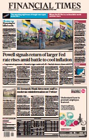 Financial Times () Newspaper Front Page for 8 March 2023