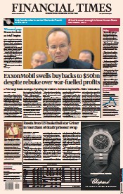 Financial Times () Newspaper Front Page for 9 December 2022