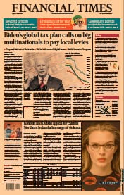 Financial Times () Newspaper Front Page for 9 April 2021