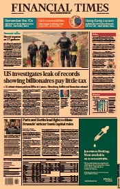 Financial Times () Newspaper Front Page for 9 June 2021