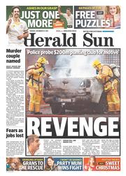 Herald Sun (Australia) Newspaper Front Page for 10 December 2013