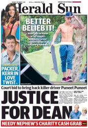 Herald Sun (Australia) Newspaper Front Page for 2 December 2013