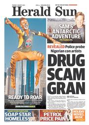 Herald Sun (Australia) Newspaper Front Page for 9 January 2014