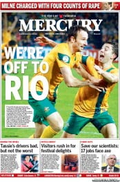 Hobart Mercury (Australia) Newspaper Front Page for 18 June 2013