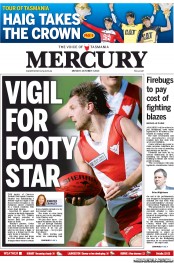 Hobart Mercury (Australia) Newspaper Front Page for 7 October 2013