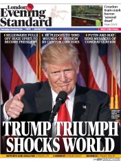 London Evening Standard () Newspaper Front Page for 10 November 2016