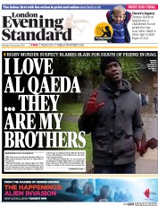 London Evening Standard () Newspaper Front Page for 10 December 2013