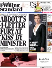 London Evening Standard () Newspaper Front Page for 10 February 2017