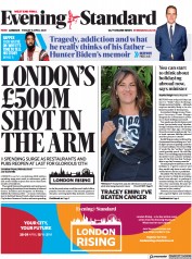 London Evening Standard () Newspaper Front Page for 10 April 2021