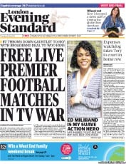 London Evening Standard () Newspaper Front Page for 10 May 2013