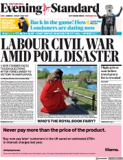 London Evening Standard () Newspaper Front Page for 10 May 2021