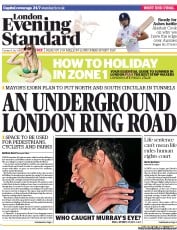 London Evening Standard () Newspaper Front Page for 10 July 2013