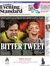 London Evening Standard () Newspaper Front Page for 10 July 2014