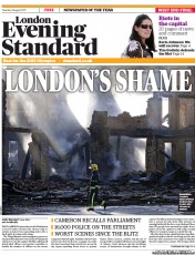 London Evening Standard () Newspaper Front Page for 10 August 2011