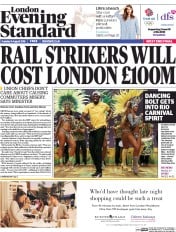 London Evening Standard () Newspaper Front Page for 10 August 2016