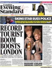 London Evening Standard () Newspaper Front Page for 11 October 2013