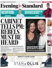 London Evening Standard () Newspaper Front Page for 11 January 2019