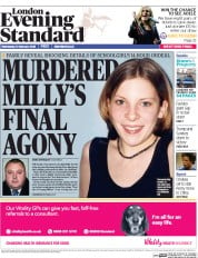 London Evening Standard () Newspaper Front Page for 11 February 2016
