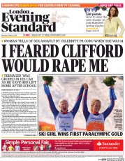 London Evening Standard () Newspaper Front Page for 11 March 2014