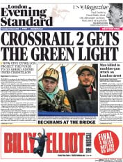 London Evening Standard () Newspaper Front Page for 11 March 2016