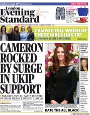London Evening Standard () Newspaper Front Page for 11 April 2014