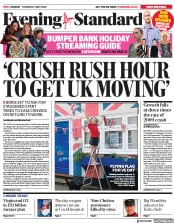London Evening Standard () Newspaper Front Page for 11 May 2020
