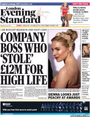 London Evening Standard () Newspaper Front Page for 11 June 2013