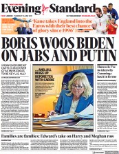 London Evening Standard () Newspaper Front Page for 11 June 2021