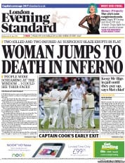 London Evening Standard () Newspaper Front Page for 11 July 2013