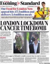 London Evening Standard () Newspaper Front Page for 11 July 2020