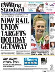 London Evening Standard () Newspaper Front Page for 11 August 2016