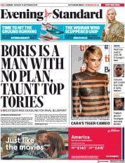 London Evening Standard () Newspaper Front Page for 11 September 2018