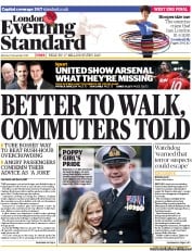 London Evening Standard () Newspaper Front Page for 12 November 2013