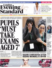 London Evening Standard () Newspaper Front Page for 12 December 2013