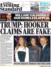 London Evening Standard () Newspaper Front Page for 12 January 2017