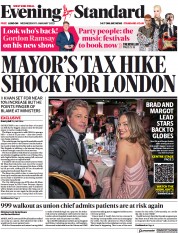 London Evening Standard () Newspaper Front Page for 12 January 2023